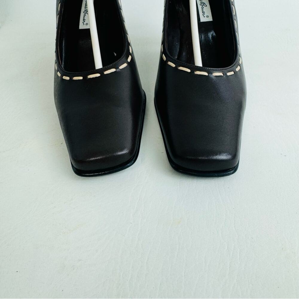 Eddie Bauer Pumps Heels‎ Dark Brown Leather Squared Toe Slip On Shoes Size 7M - Picture 4 of 12
